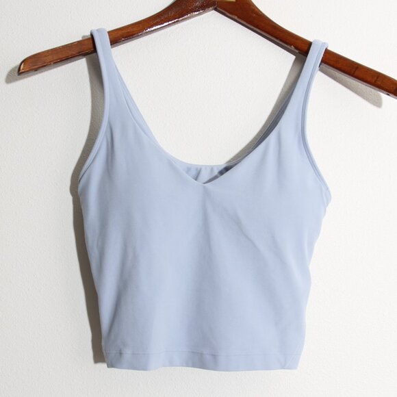 Lululemon Align Tank Top Crop Nulu Built-in-Bra Blue Linen Size 2 - Picture 2 of 13